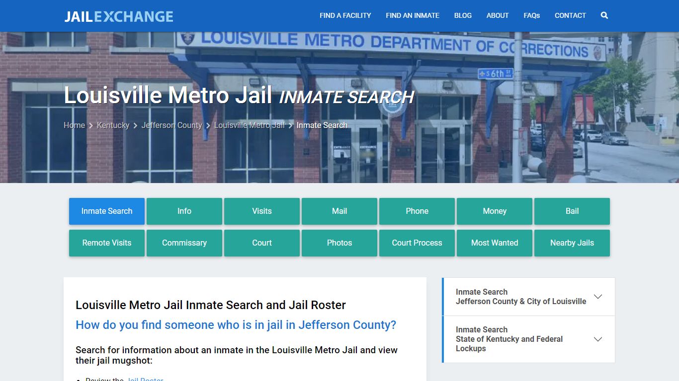 Inmate Search: Roster & Mugshots - Louisville Metro Jail, KY